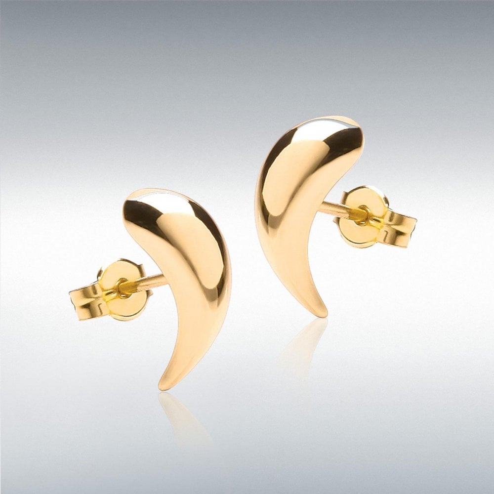 9ct Yellow Gold Curved Stud Earrings