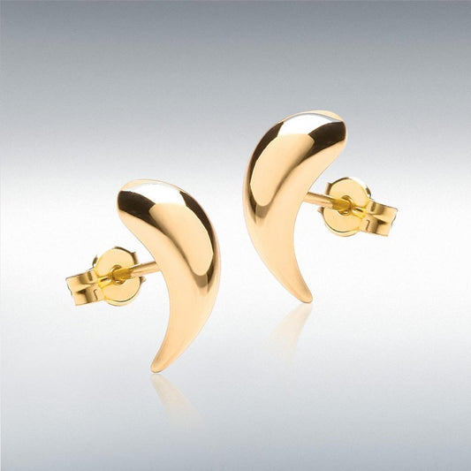 9ct Yellow Gold Curved Stud Earrings