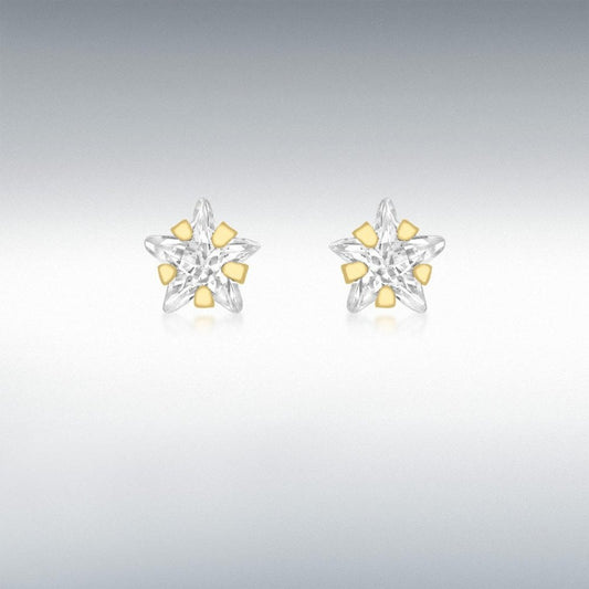 9ct Yellow Gold CZ Star Stud Earrings