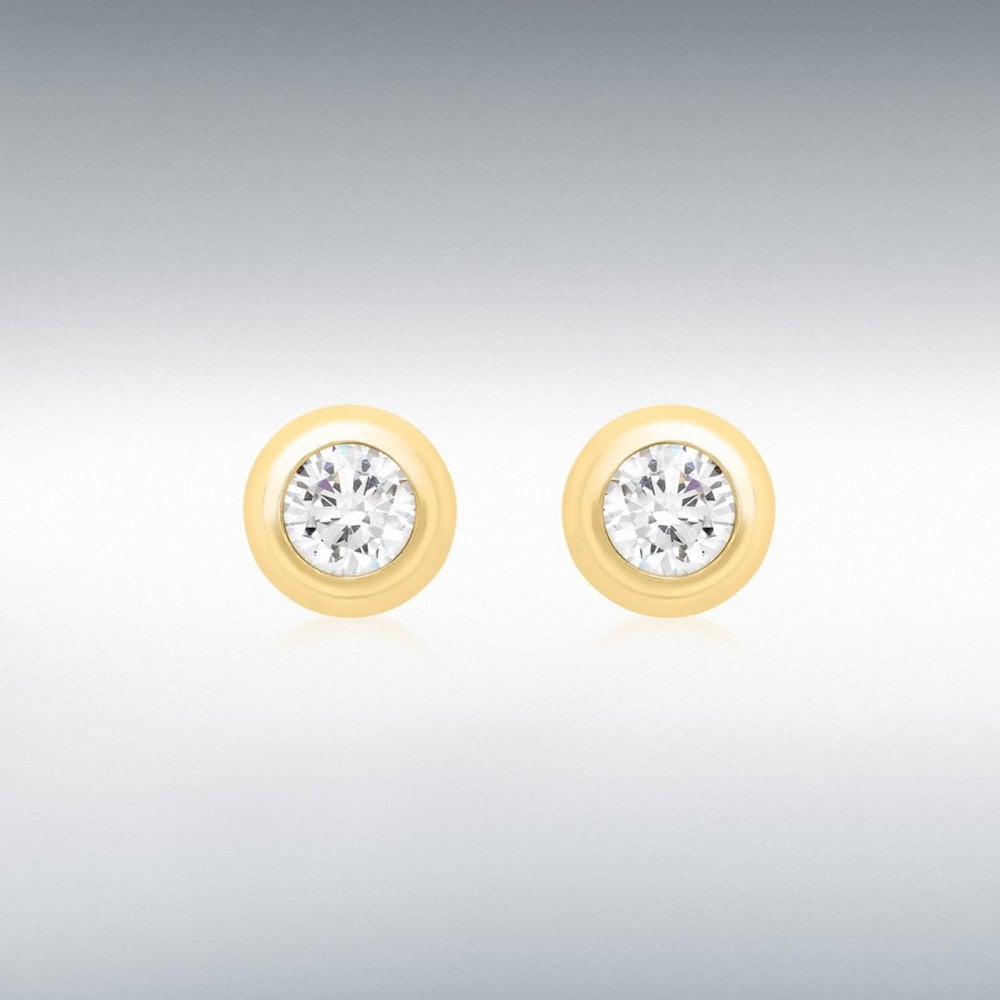 9ct Yellow Gold CZ Stud Earrings