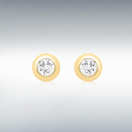 9ct Yellow Gold CZ Stud Earrings