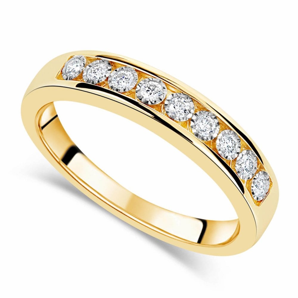 9ct Yellow Gold Diamond 0.05ct Eternity Ring