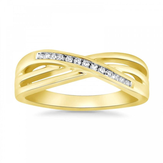 9ct Yellow Gold Diamond 0.10ct Crossover Ring