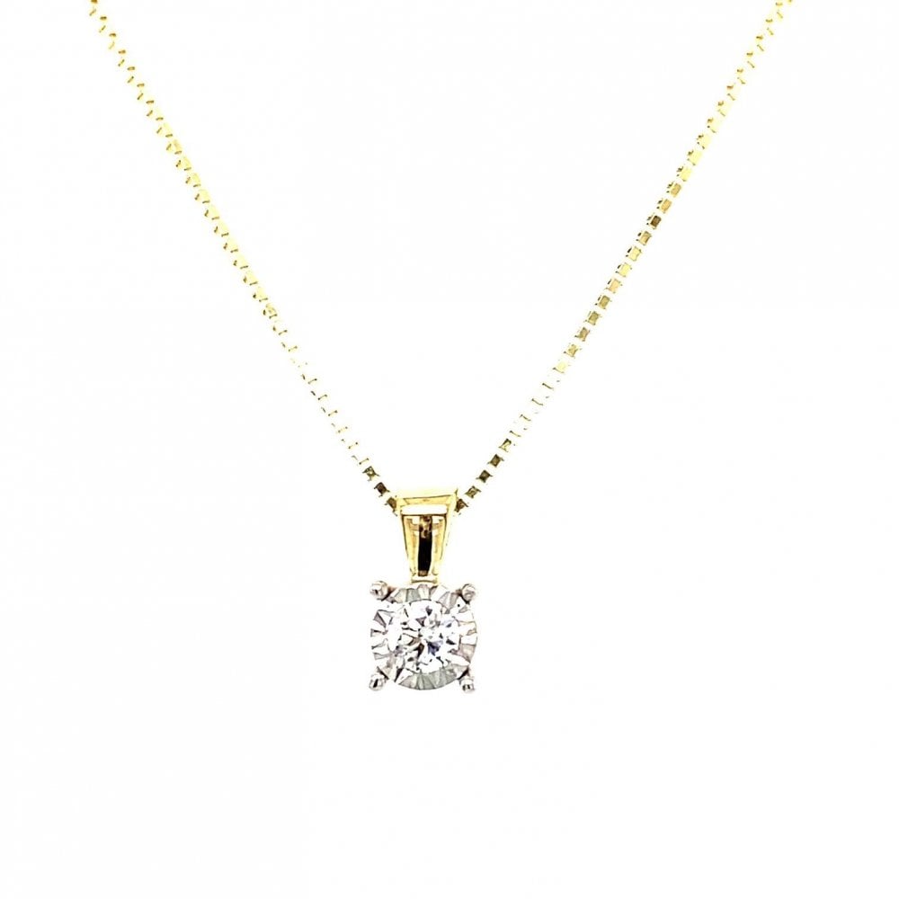 9ct Yellow Gold Diamond 0.10ct Pendant