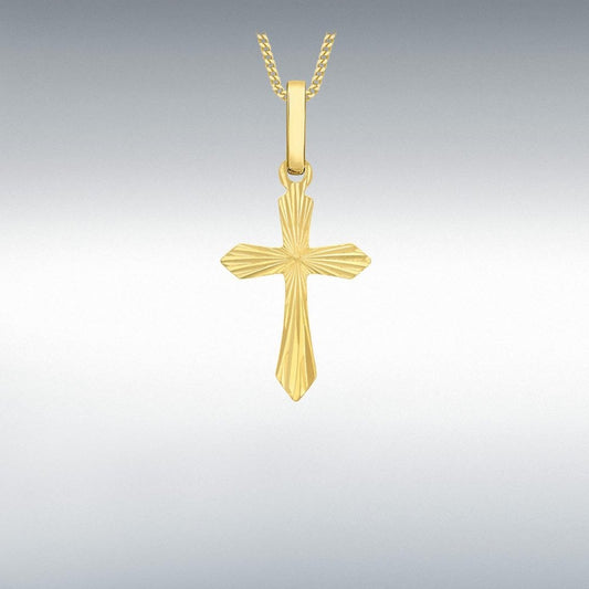 9ct Yellow Gold Diamond Cut Design Cross Pendant