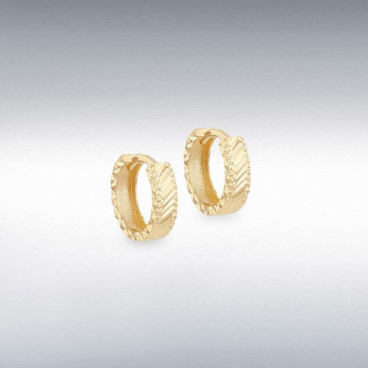 9ct Yellow gold Diamond Cut Hoop Earring