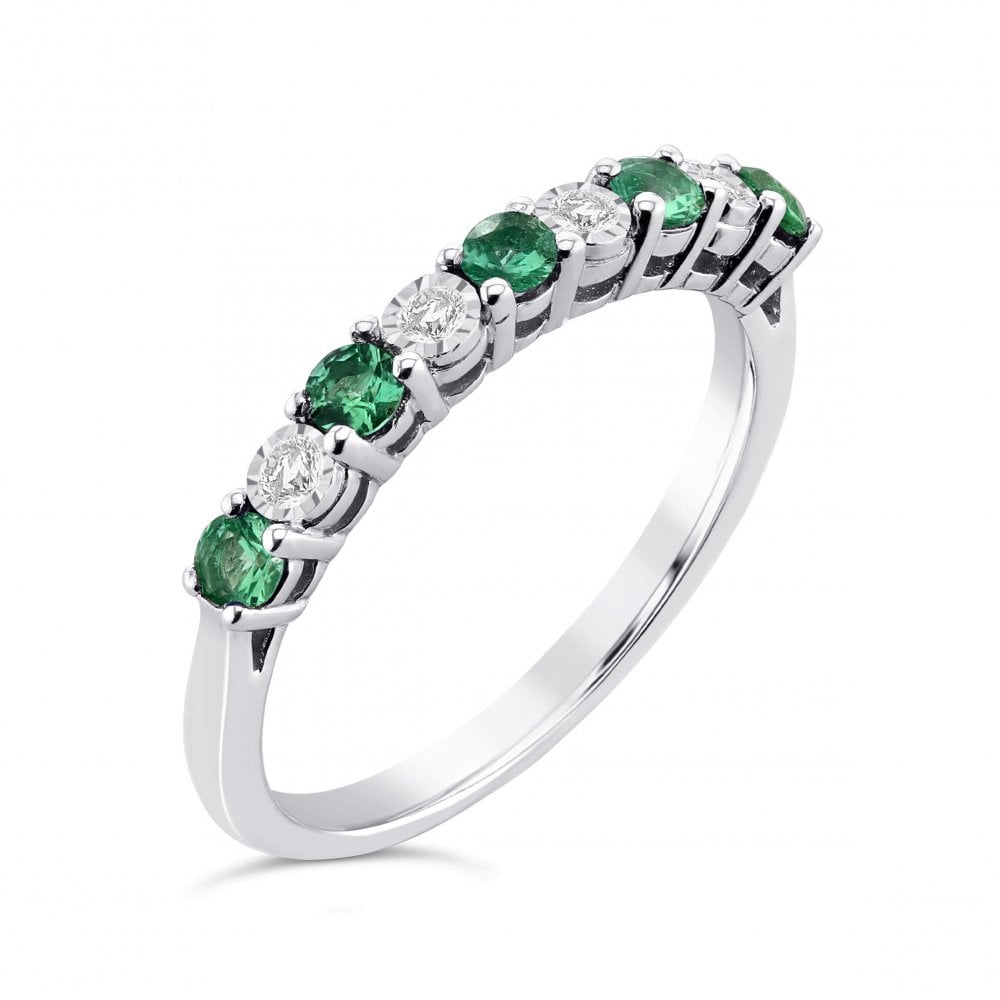 9ct Yellow Gold Emerald & Diamond ET Ring