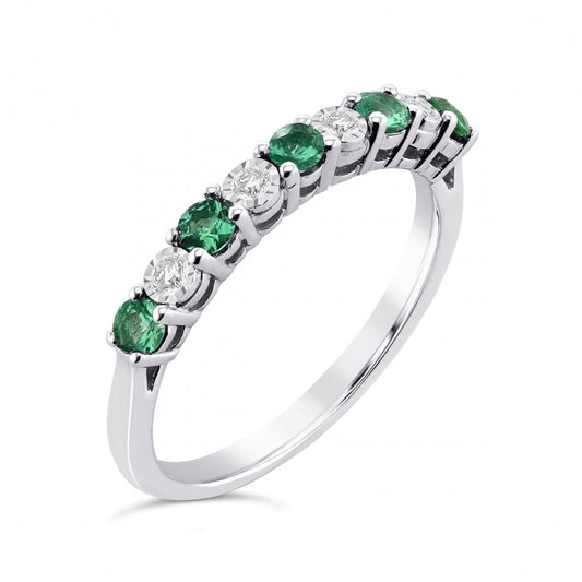 9ct Yellow Gold Emerald & Diamond ET Ring