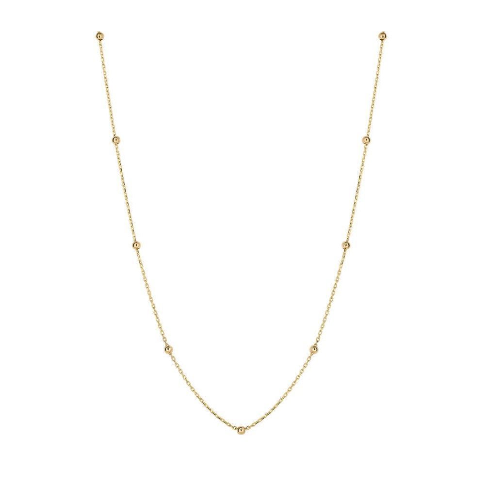 9ct Yellow Gold Fine Ball Station Chain 45cm