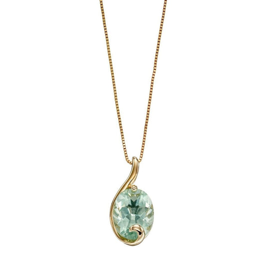 9ct Yellow Gold Green Fluorite Stone Pendant