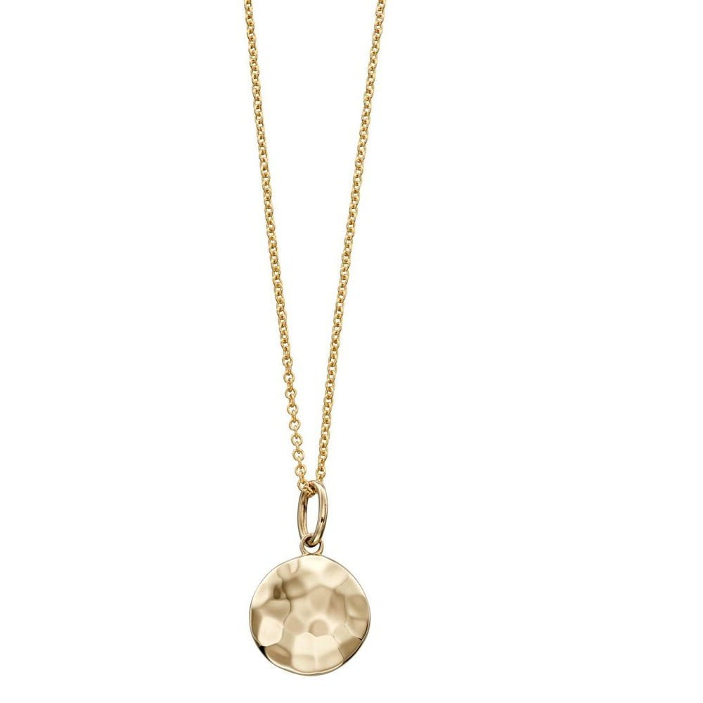 9ct Yellow Gold Hammered Disc Pendant