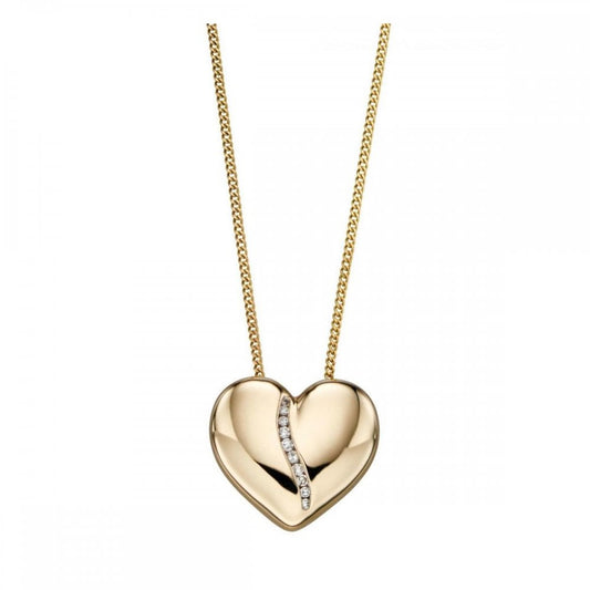 9ct Yellow Gold Heart Diamond Pendant