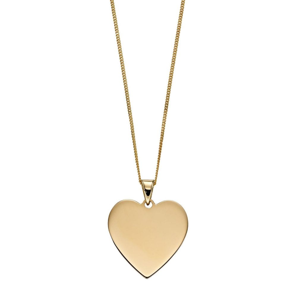 9ct Yellow Gold Heart Engravable Pendant