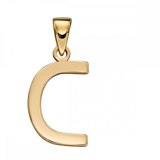 9ct Yellow Gold Initial 'C' Pendant and Chain
