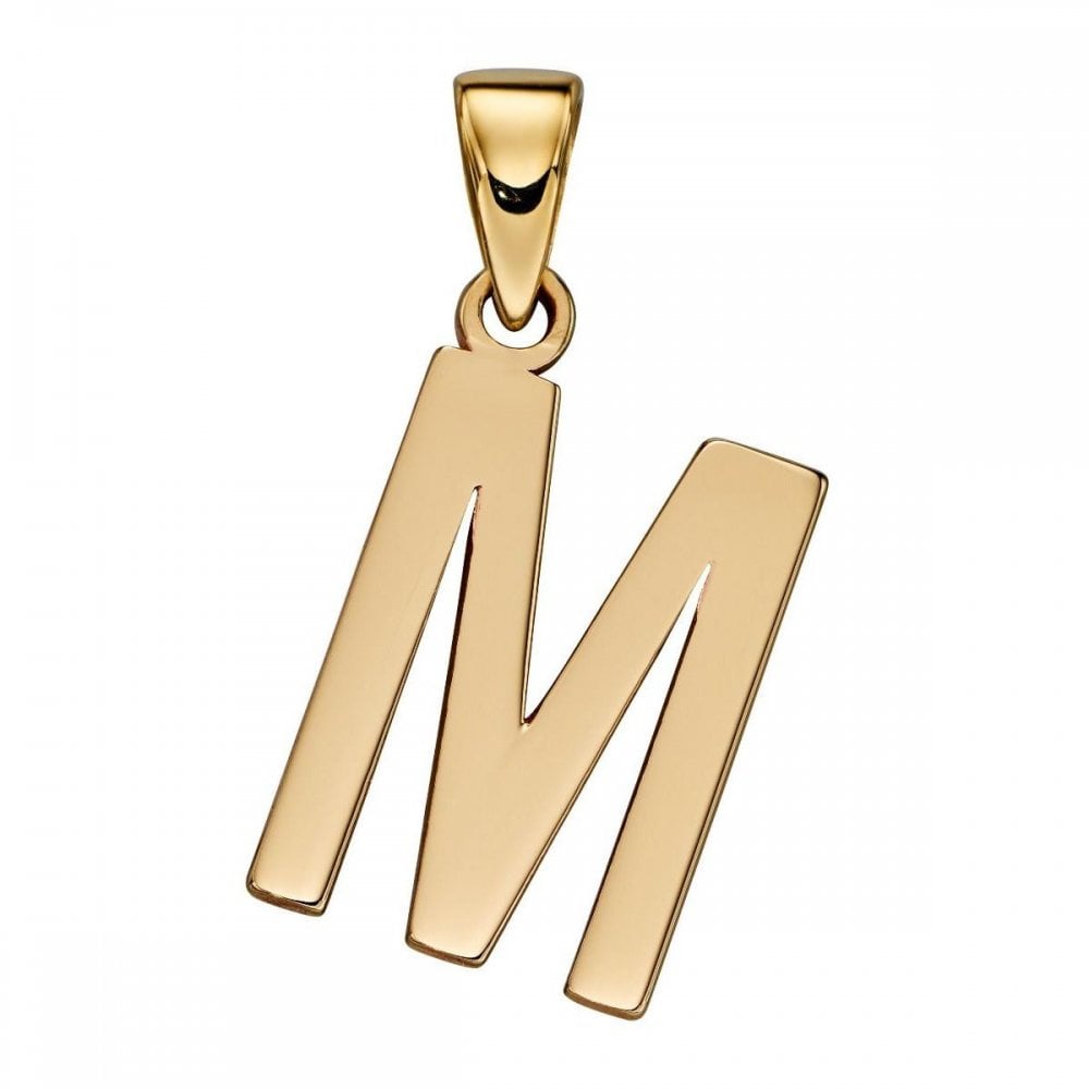 9ct Yellow Gold Initial 'M' Pendant and Chain