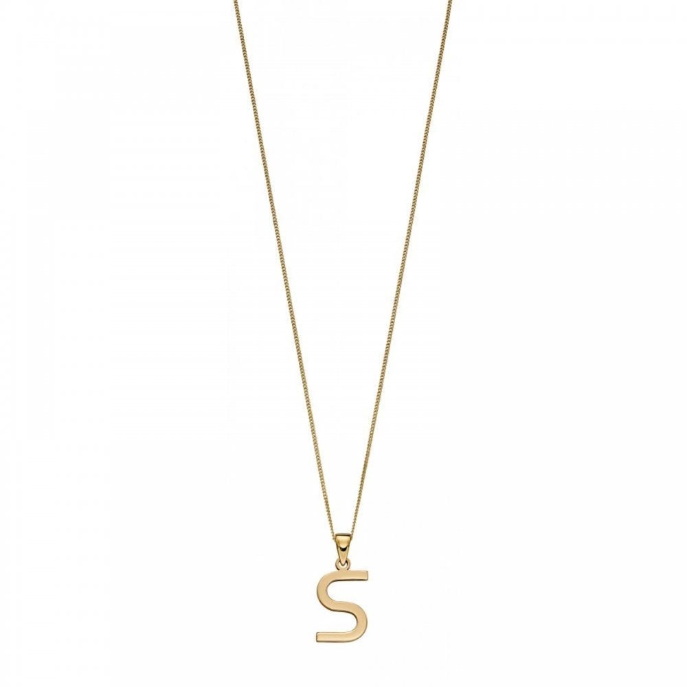 9ct Yellow Gold Letter 'S' Pendant and Chain