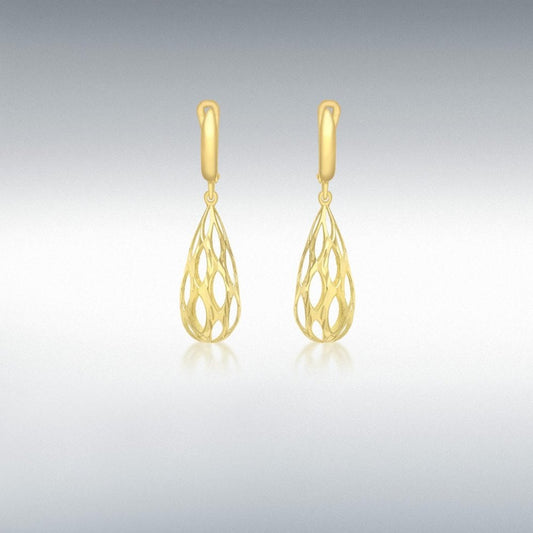 9ct Yellow Gold Open Tear Drop Earrings