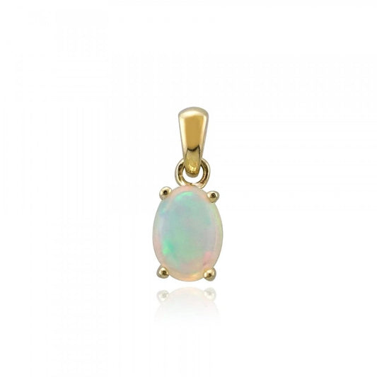 9ct Yellow Gold Oval Opal 7 x 5 mm Pendant