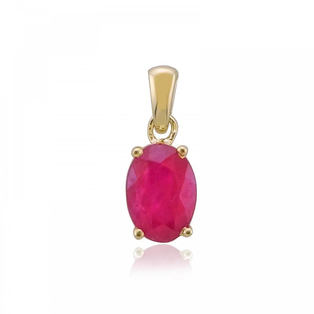 9ct Yellow Gold Oval Ruby Pendant