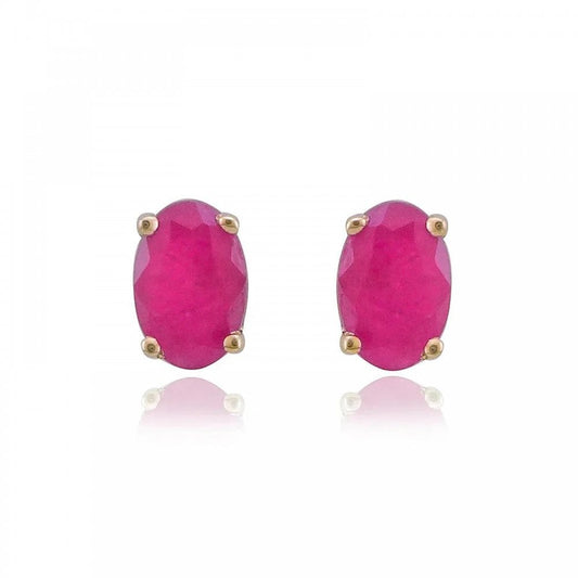 9ct Yellow Gold Oval Ruby Stud Earrings
