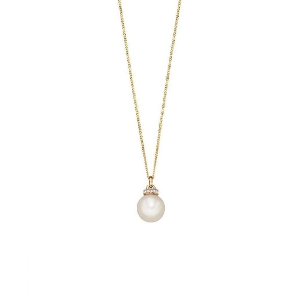 9ct Yellow Gold Pearl & Diamond Pendant