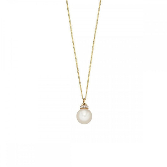 9ct Yellow Gold Pearl & Diamond Pendant