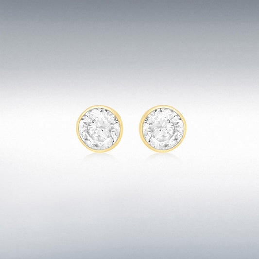 9ct Yellow Gold Round CZ Stud Earrings