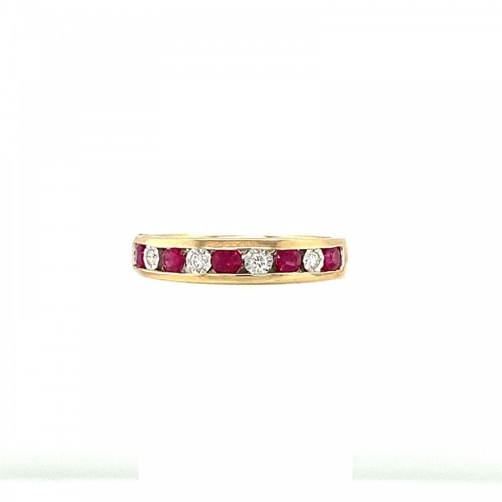 9ct Yellow Gold Ruby & Diamond Eternity Ring