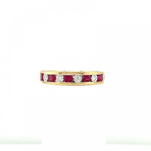 9ct Yellow Gold Ruby & Diamond Eternity Ring