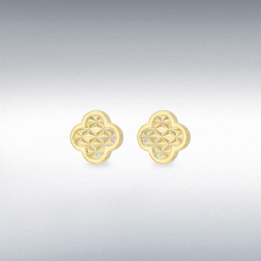9ct Yellow Gold Shimmer Petal Stud Earrings