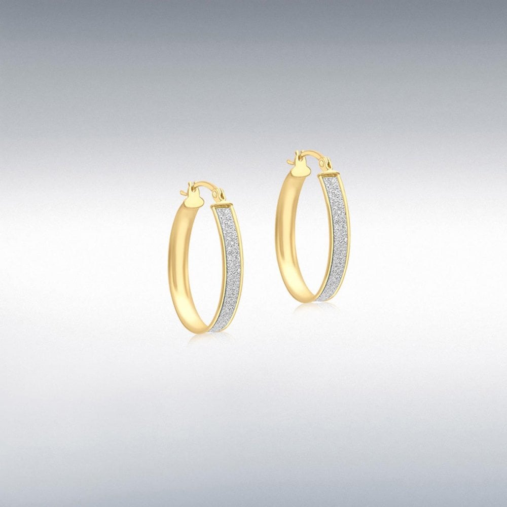 9ct Yellow Gold Stardust Creole Earrings