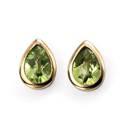 9ct Yellow Gold Teardrop Peridot Earrings