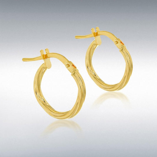 9ct Yellow Gold Twisted 10mm Hoop Earrings