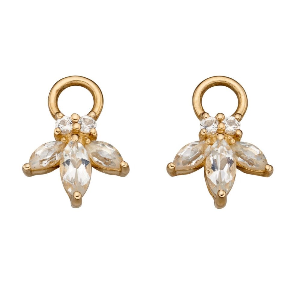 9ct Yellow Gold White Topaz Ear Charms