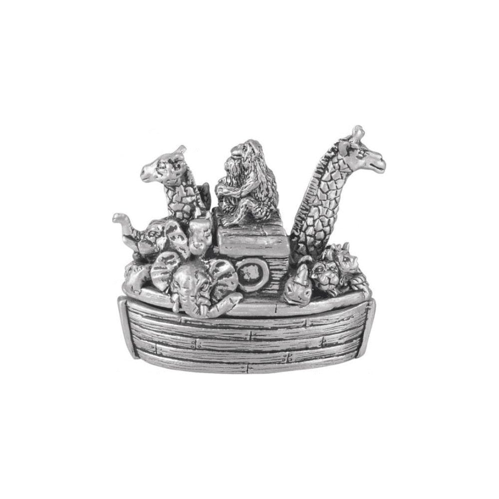 A Pewter Noah's Ark First Tooth And First Curl Box Christening Gift