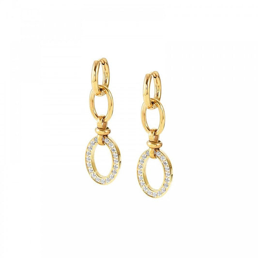 Affinity Gold Plated Steel Link Drop CZ Earrings