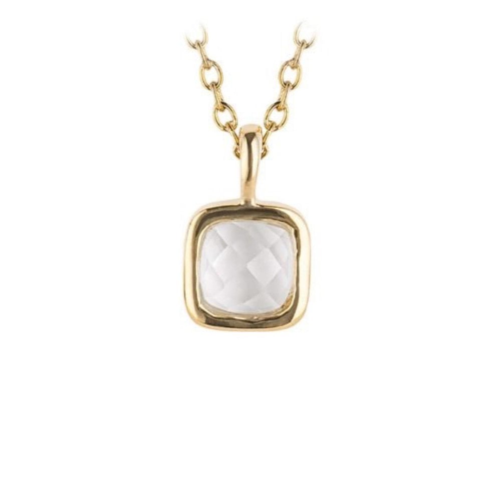April Semi-Precious Birthstone Necklace With Diamond Tag In Yellow Gold Plated Recycled Silver