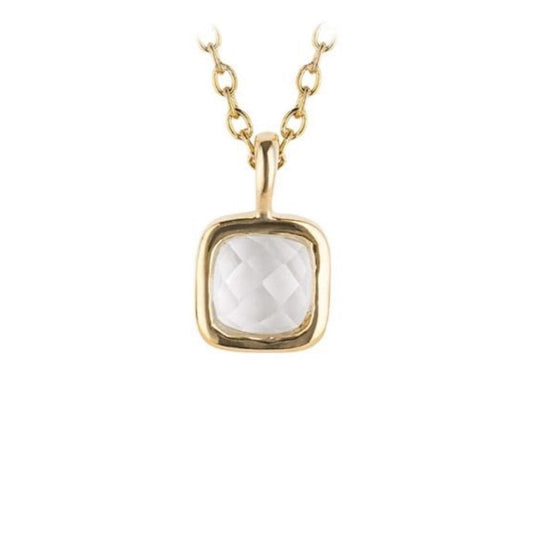 April Semi-Precious Birthstone Necklace With Diamond Tag In Yellow Gold Plated Recycled Silver