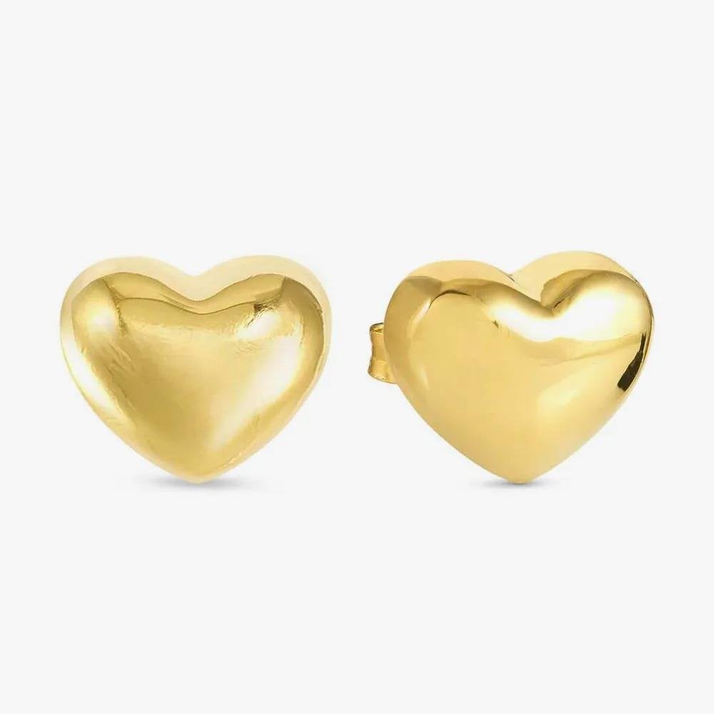 Armonica Gold Plated Large Heart Stud Earrings