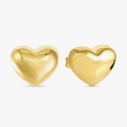 Armonica Gold Plated Large Heart Stud Earrings