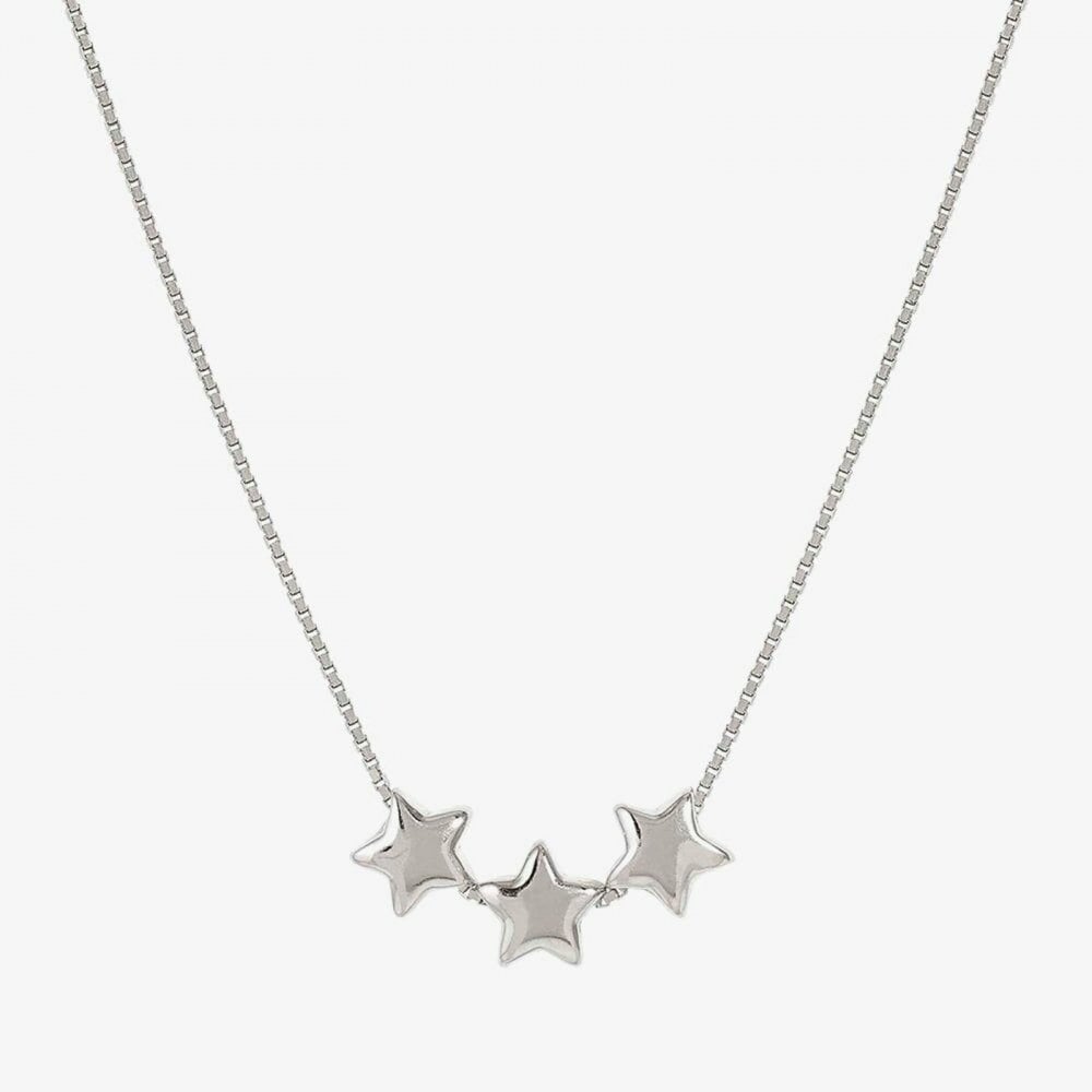 Armonica White Rhodium Three Small Star Pendant Necklace