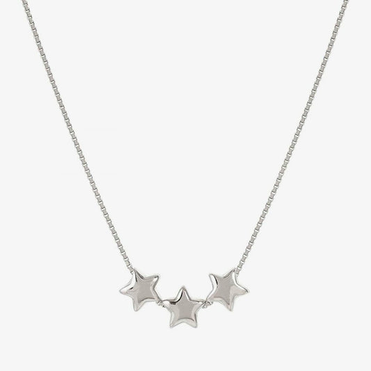 Armonica White Rhodium Three Small Star Pendant Necklace