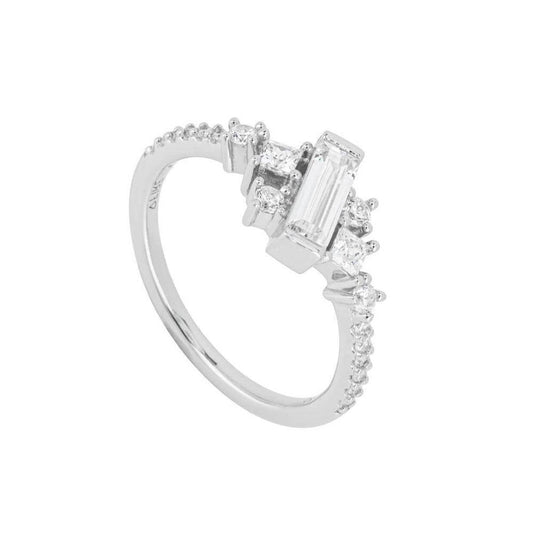 Baguette Diamonfire Zirconia Scatter Ring Size 18