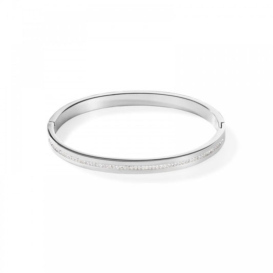 Bangle Stainless Steel & Crystals Pavé Strip