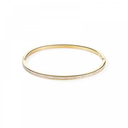 Bangle Stainless Steel Gold & Crystals Pavé