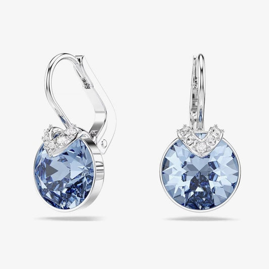 Bella Rhodium Plated Blue Crystal V Drop Earrings