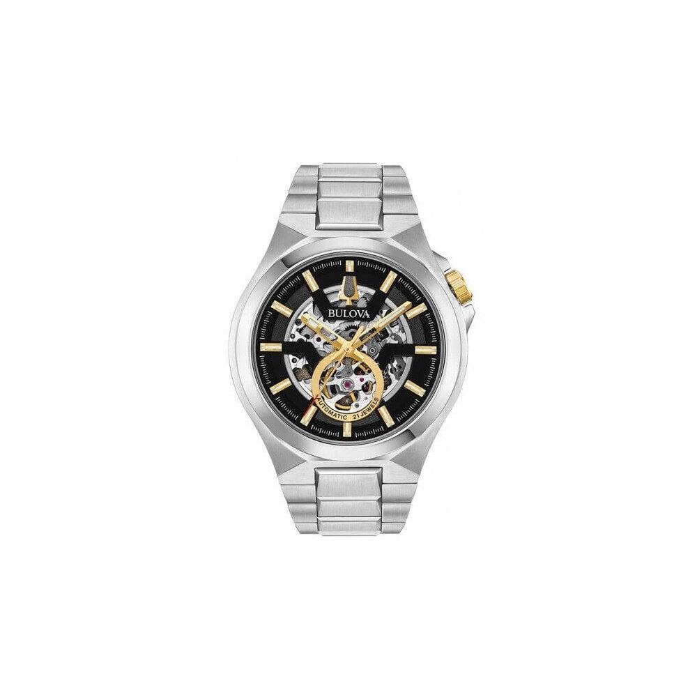 Bulova Men's Maquina Black Skeleton Watch Auto