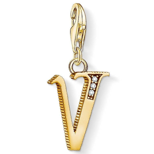 Charm pendant "letter V  gold"