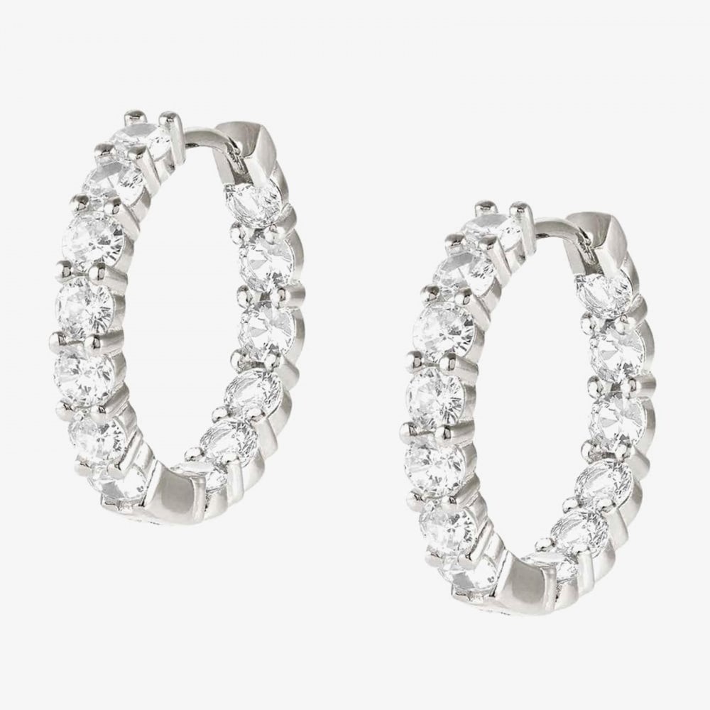 Chic & Charm Joyful Silver CZ Hoop Earrings