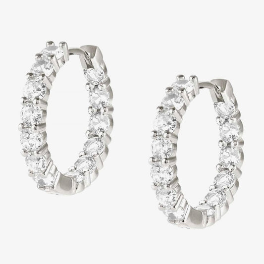 Chic & Charm Joyful Silver CZ Hoop Earrings
